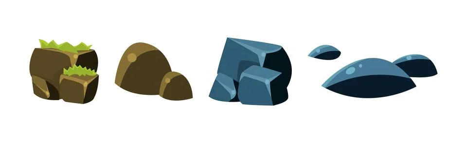 Nature Landscape Flat Elements for Game Design Vector Set Stock Illustration