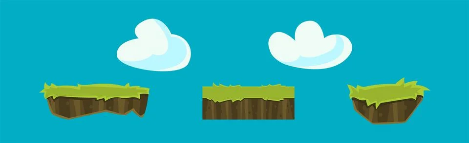 Nature Landscape Flat Elements for Game Design Vector Set Stock Illustration