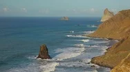 Nature Landscape Ocean Waves Rocky Coast Sunset Tenerife Canary Islands. Stock Footage