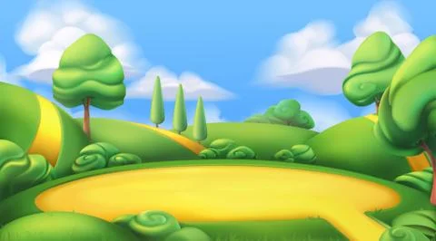 Nature landscape. Park. 3d vector background Ilustración de archivo
