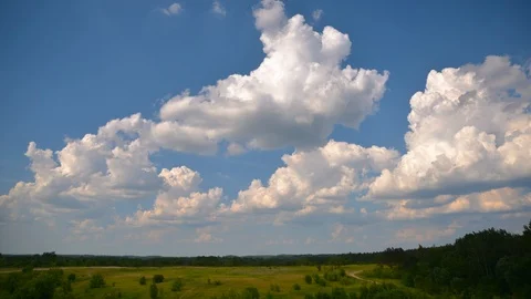Nature landscape stormy clouds on sky rolling over countryside time-lapse Stock Footage 109347731
