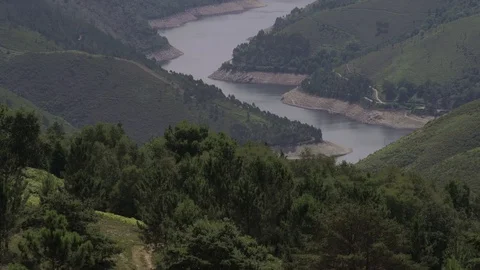 Nature landscape with trees and river during day time, Portugal Stock-Footage 128961396