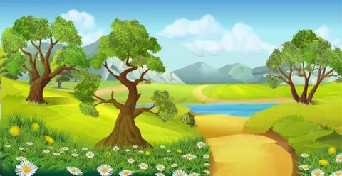 Nature, landscape, vector background Illustrazione stock