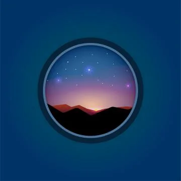 Nature landscape vector flat sunrise Stock Illustration