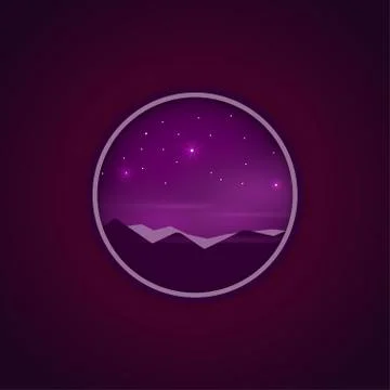 Nature landscape vector flat sunset Stock Illustration