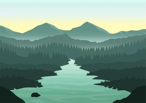 Nature landscape vector Stock Illustration
