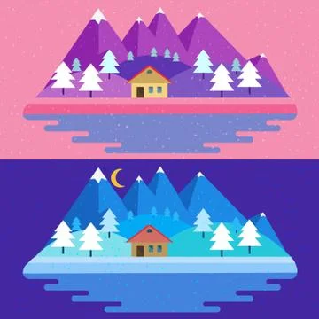 Nature landscape. Vector illustration in flat design style 스톡 일러스트