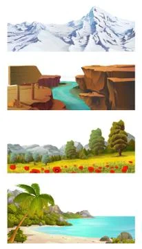 Nature landscape vector set Stock Illustration