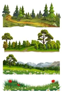 Nature landscape, vector set Illustrazione stock