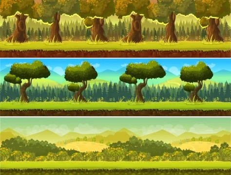 Nature landscape, vector set Stock Illustration