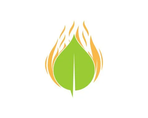 Nature leaf with fire flame logo Stock Illustration
