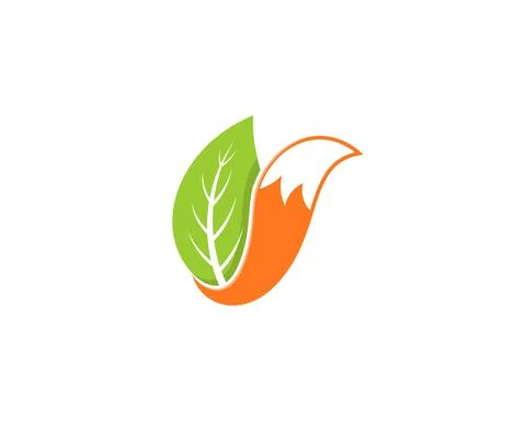 Nature leaf with fox tail around it Stock Illustration