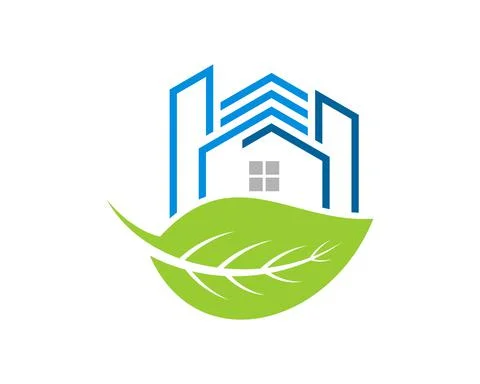 Nature leaf with modern building inside Ilustración de archivo