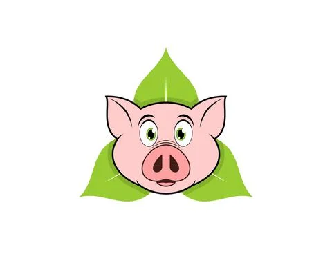 Nature leaf with pig head in the middle Stock Illustration