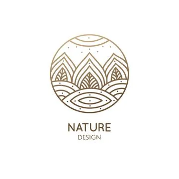 Nature linear logo forest landscape Stock Illustration