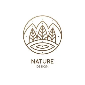 Nature linear logo forest landscape Illustrazione stock