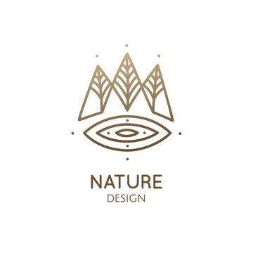 Nature linear logo forest landscape Stock Illustration