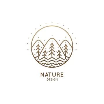 Nature linear logo Stock Illustration