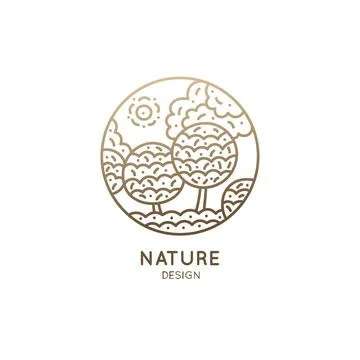 Nature linear logo Stock Illustration
