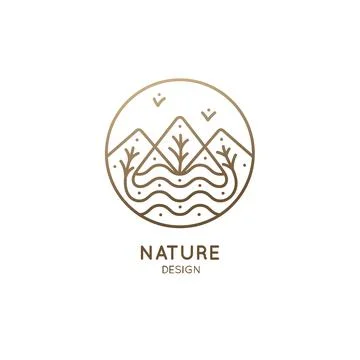 Nature linear logo Stock Illustration