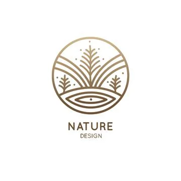 Nature linear logo Illustrazione stock