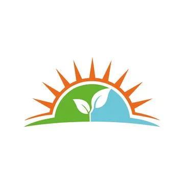 Nature Logo With Tree And Sun Vector Design pro Vector Illustration