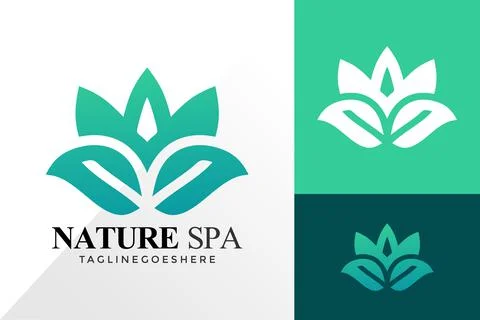 Nature Lotus Spa Logo Vector Design, Creative Logos Designs Concept for Templ Illustrazione stock