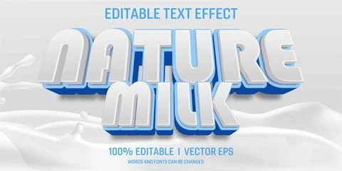 Nature milk vector 3d text effect with modern style design Stock Illustration