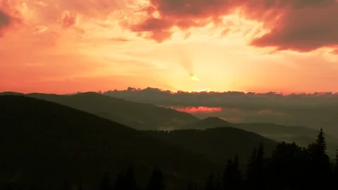 Nature mountains, hills  with clouds, Timelapse of sunset  Video stock 82107626