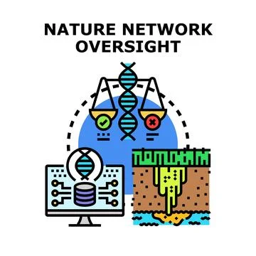 Nature network oversight regulating environmental monitoring concept Stock Illustration