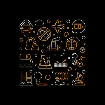 Nature or Environment Pollution vector concept line illustration Stock Illustration