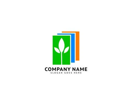 Nature Paper Leaf Vector Logo Illustration Stock Illustration
