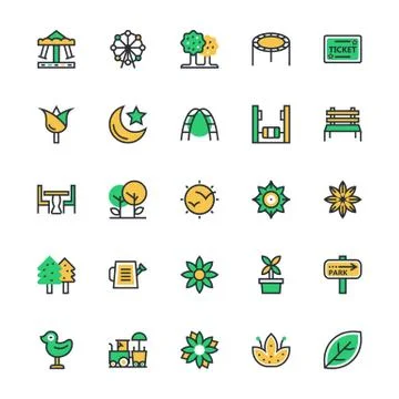 Nature, Park Vector Icons Stock Illustration