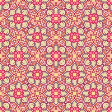 Nature pattern with pink flowers Illustrazione stock