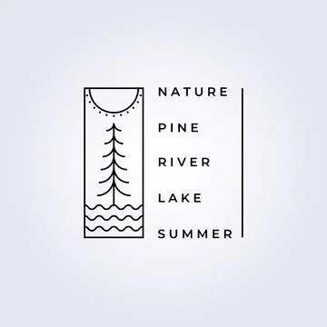 Nature, pine tree, river logo vector illustration design graphic , abstract l Stock Illustration