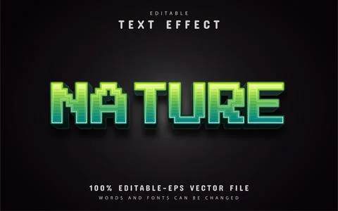 Nature pixel text effect Stock Illustration