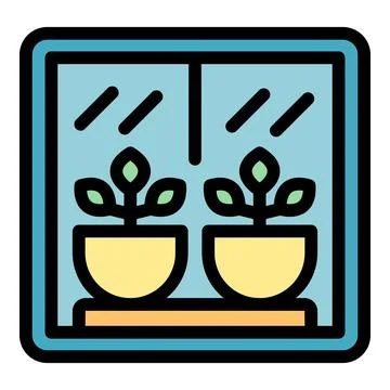 Nature plant windowsill icon vector flat Illustrazione stock
