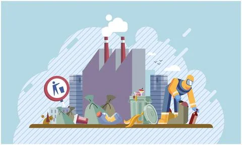 Nature pollution. Climate change is consequence environmental degradation and Stock Illustration
