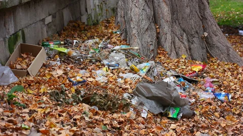 Nature pollution with garbage Video stock 34309981