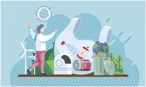 Nature pollution. The harmful effects pollution can be seen in contaminated Stock Illustration