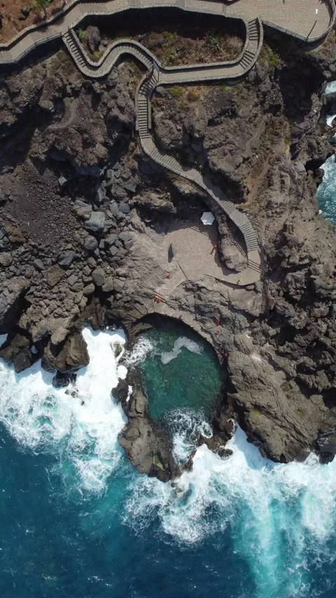 Nature pool Charco De La Laja, Tenerife Stock Footage 166923713