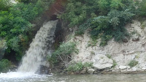 Nature problems - pollution by dirty water Stock Footage 78060062