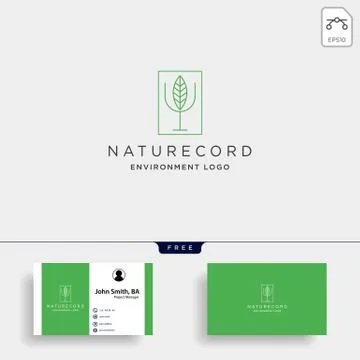 Nature record leaf studio line badge simple logo template vector illustration Stock Illustration