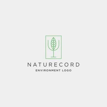 Nature record leaf studio line badge simple logo template vector illustration Stock Illustration