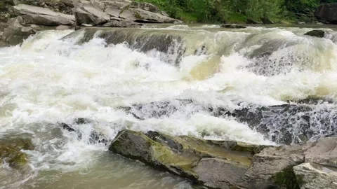 Nature river waterfall forest sun morning magical Stock Footage 249876293