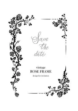 Nature roses frame Stock Illustration