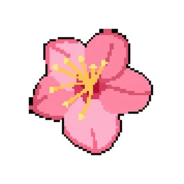 Nature sakura cherry blossom pixel art vector illustration Stock Illustration