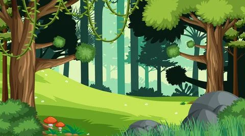 Nature scene with many trees Stock Illustration