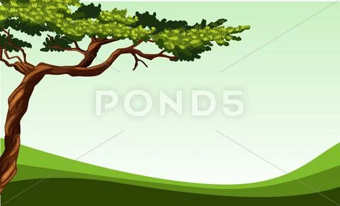 Nature scene with tree and field Stock Illustrationen