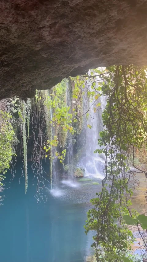 Nature scenery with a waterfall between greens Stock Footage 337003873